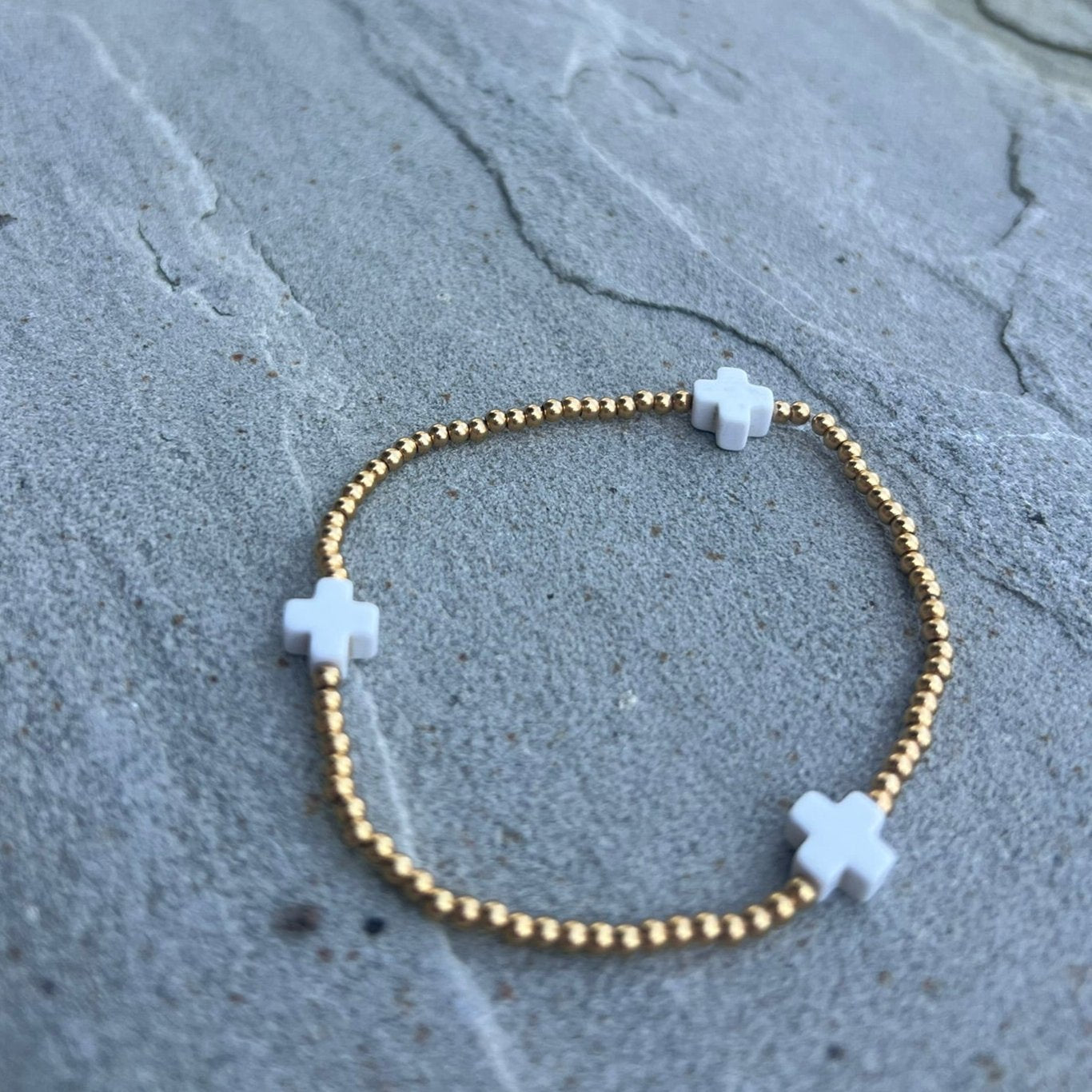 White Tri-Cross Bracelet