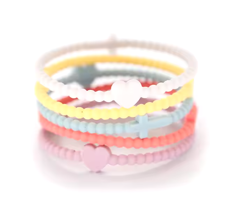 Pastel Hearts & Cross Silicone Bracelets