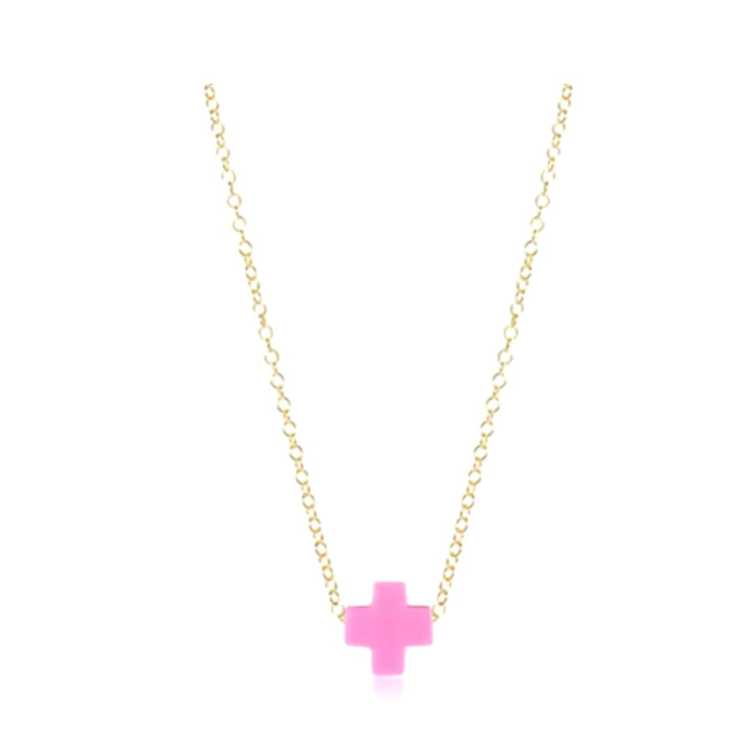 Cross Pendant Necklace in Pink