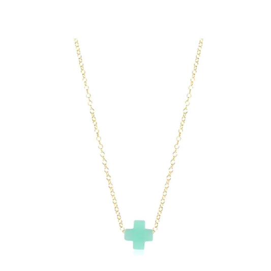 Cross Pendant Necklace in Aqua Green