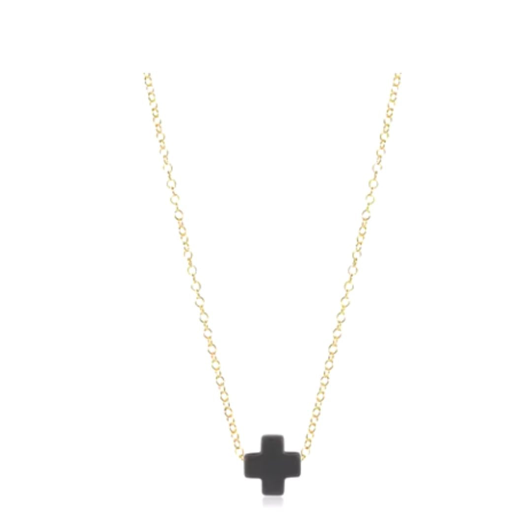 Cross Pendant Necklace in Black