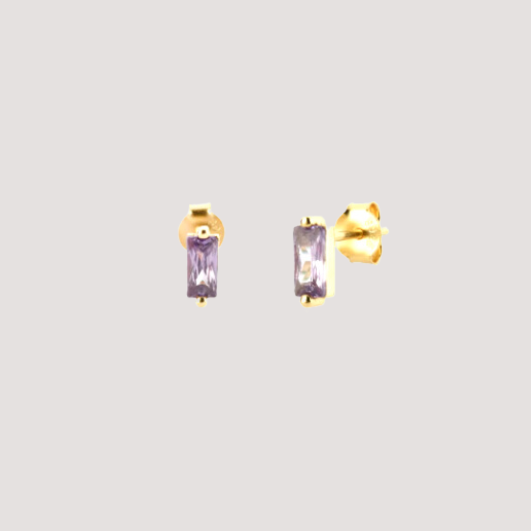 Lavender Baguette Studs